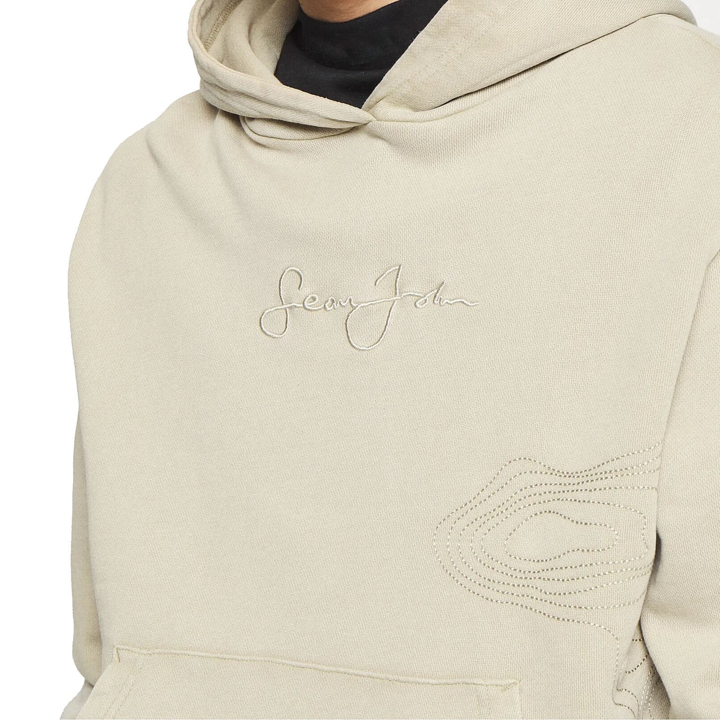 Sean John Script Logo Washed Embroidery Hoodie Light Green