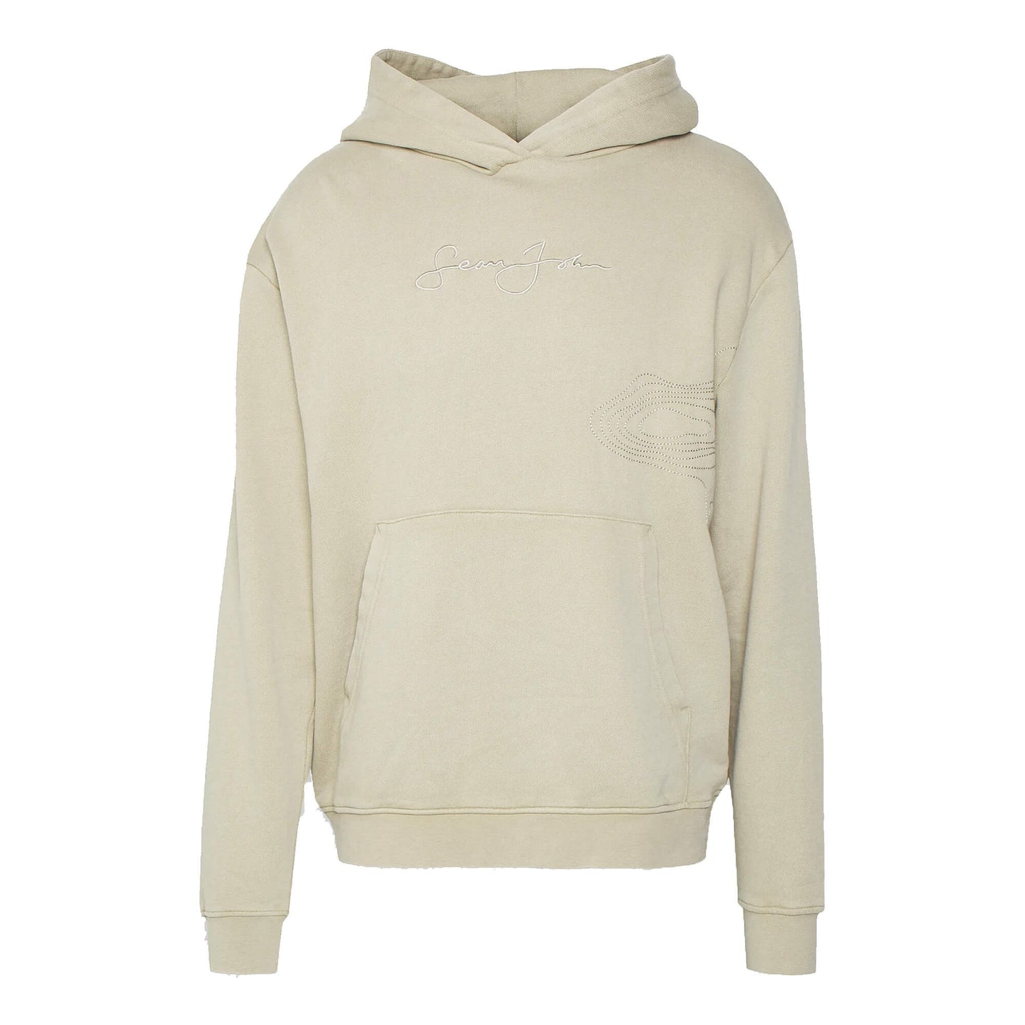 Sean John Script Logo Washed Embroidery Hoodie Light Green