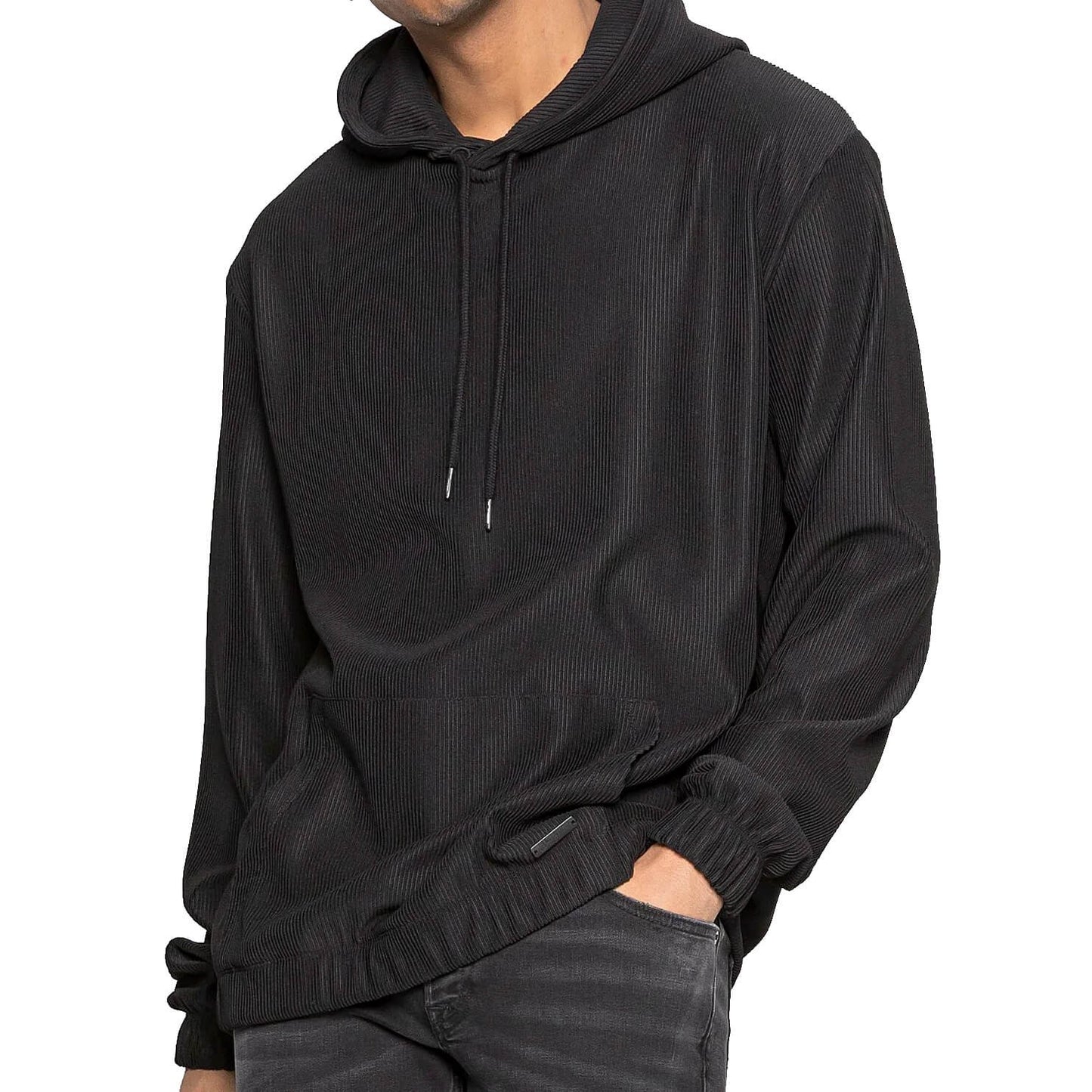 Mikina s kapucňou Sean John Metall Logo Pleated Hoodie čierna