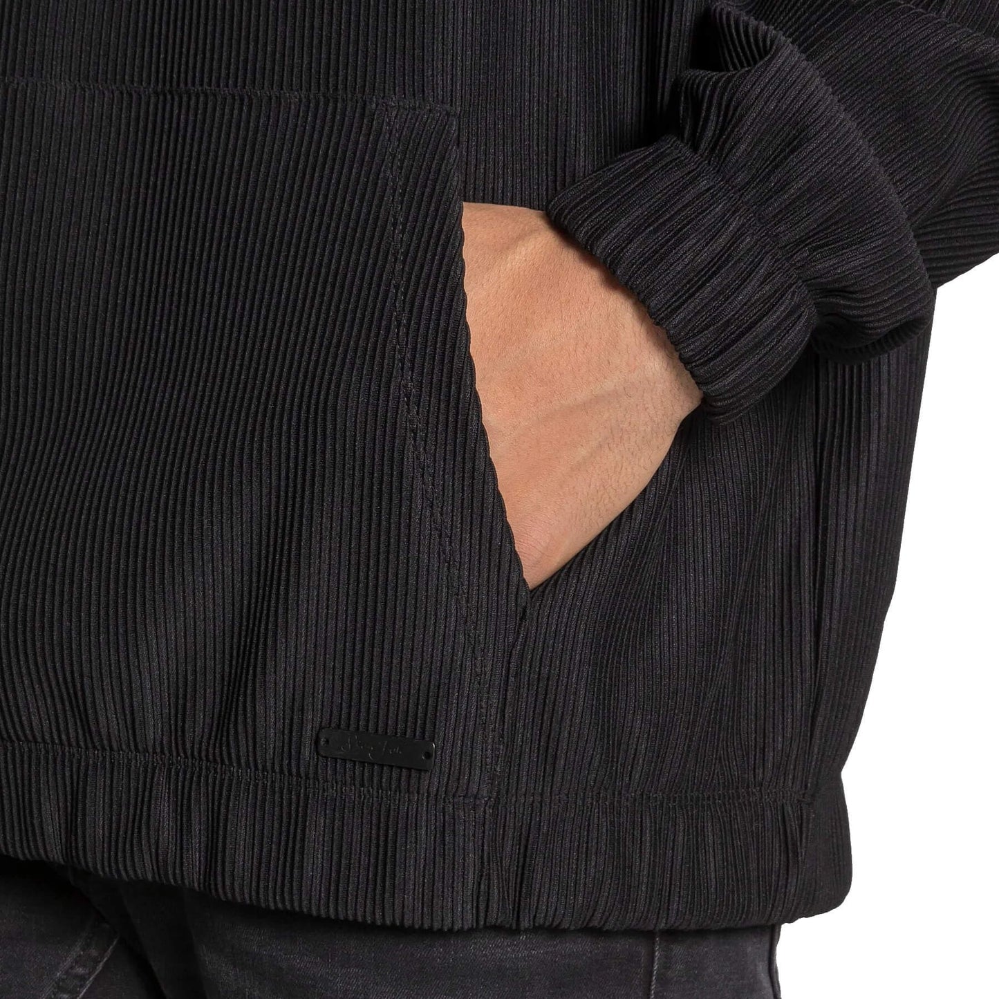 Mikina s kapucňou Sean John Metall Logo Pleated Hoodie čierna