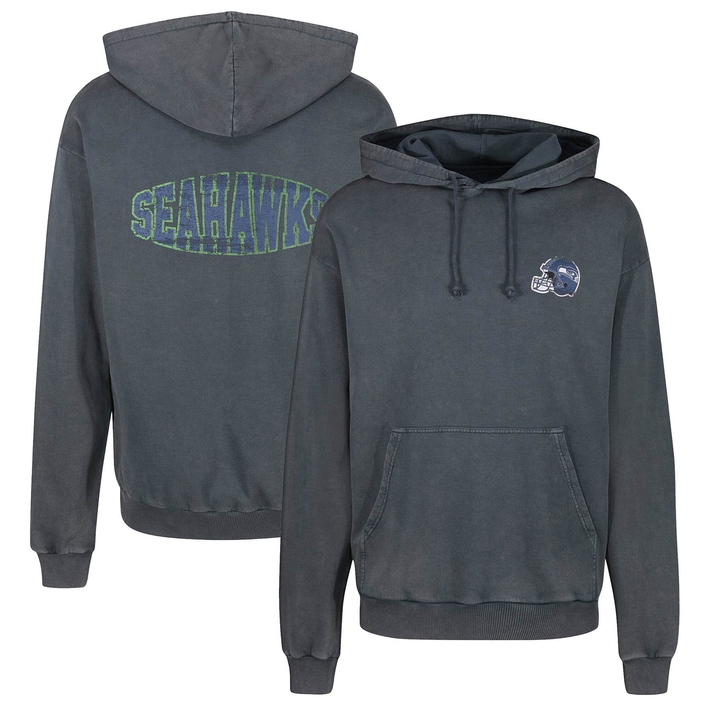Re:Covered NFL Helmet Chest / College Backprint Hoody Seattle Seahawks Washed Black