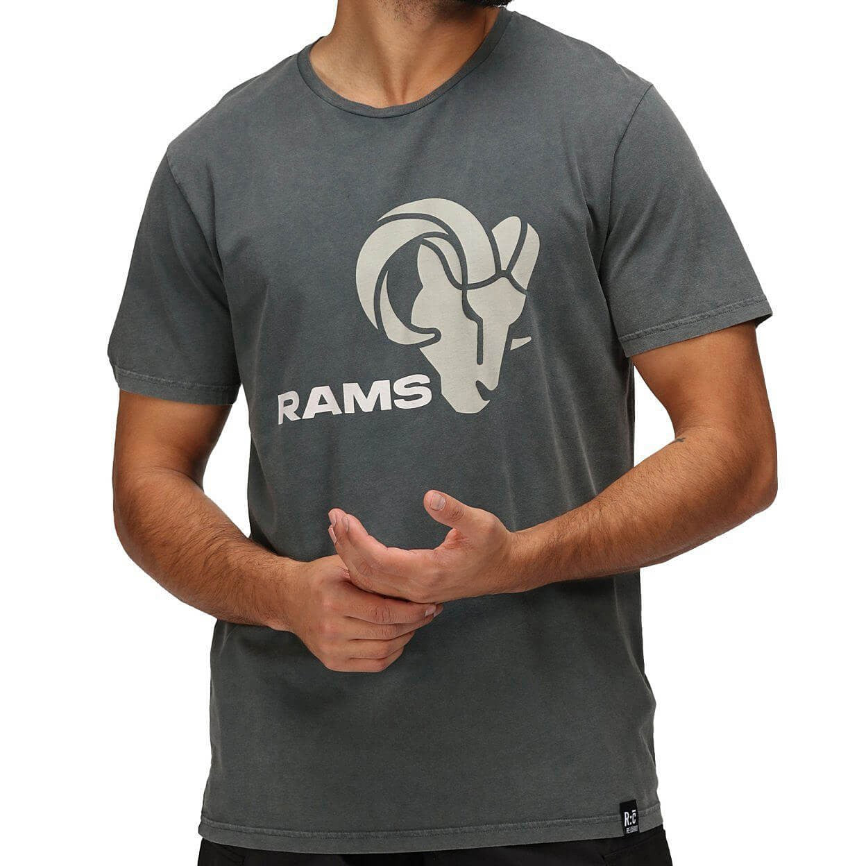 Re:Covered NFL Monochrome Logo T-Shirt Los Angeles Rams Washed Black