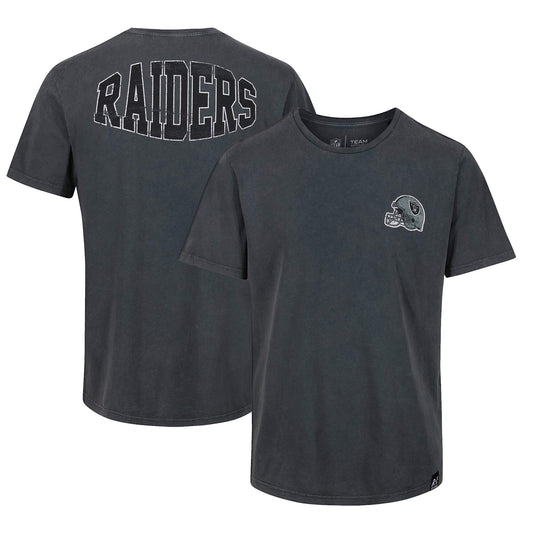Re:Covered NFL Helmet Chest / College Backprint T-Shirt Las Vegas Raiders Washed Black