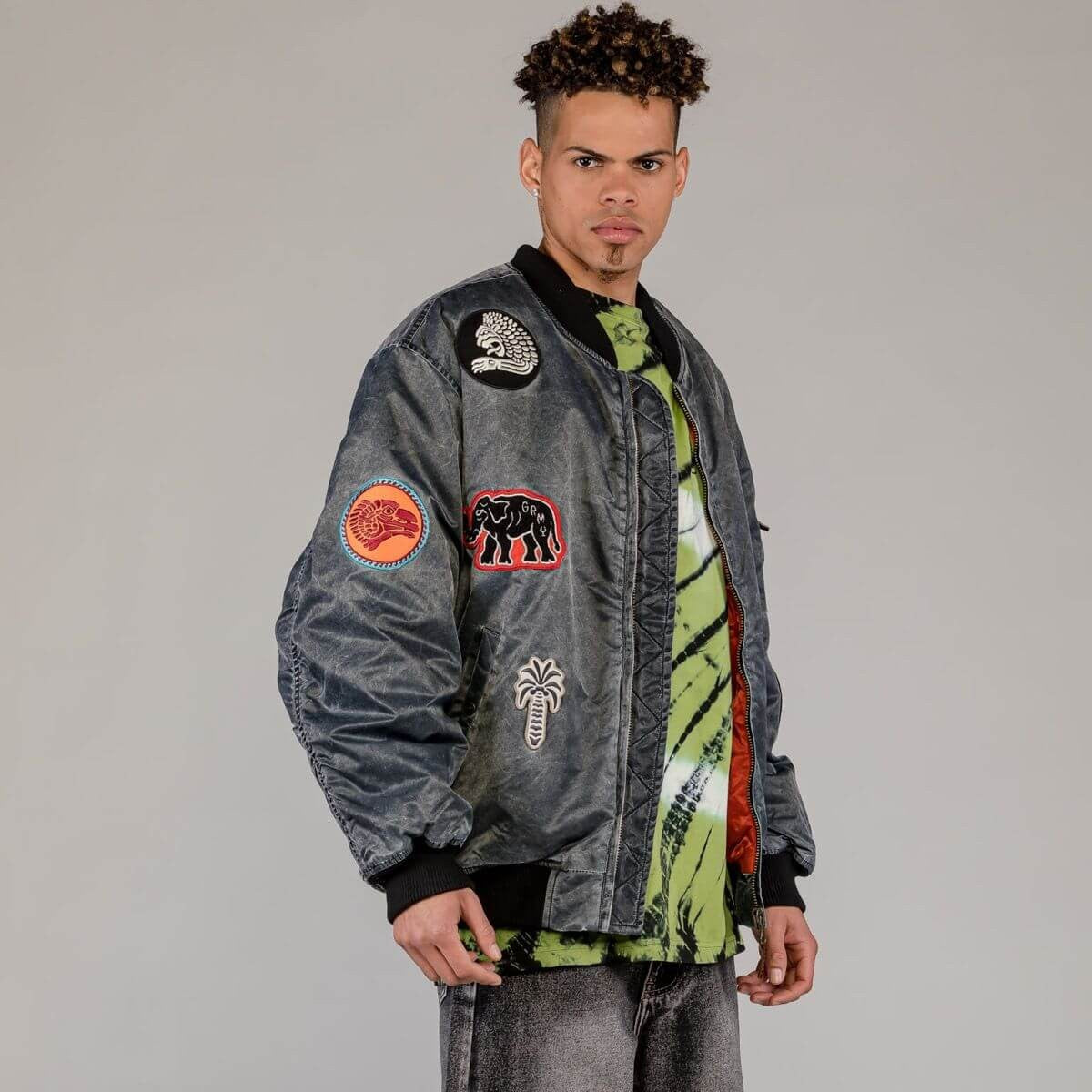 Grmy Grimey Wear The Clout Washed Bomber Jacket Washed Black
