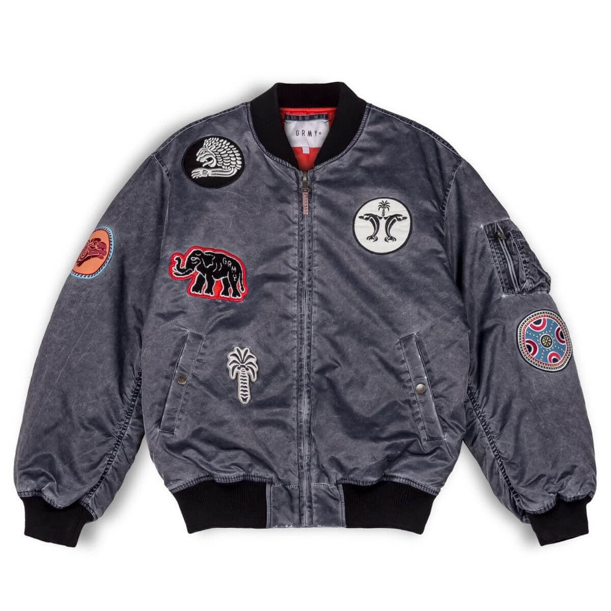 Grmy Grimey Wear The Clout Washed Bomber Jacket Washed Black
