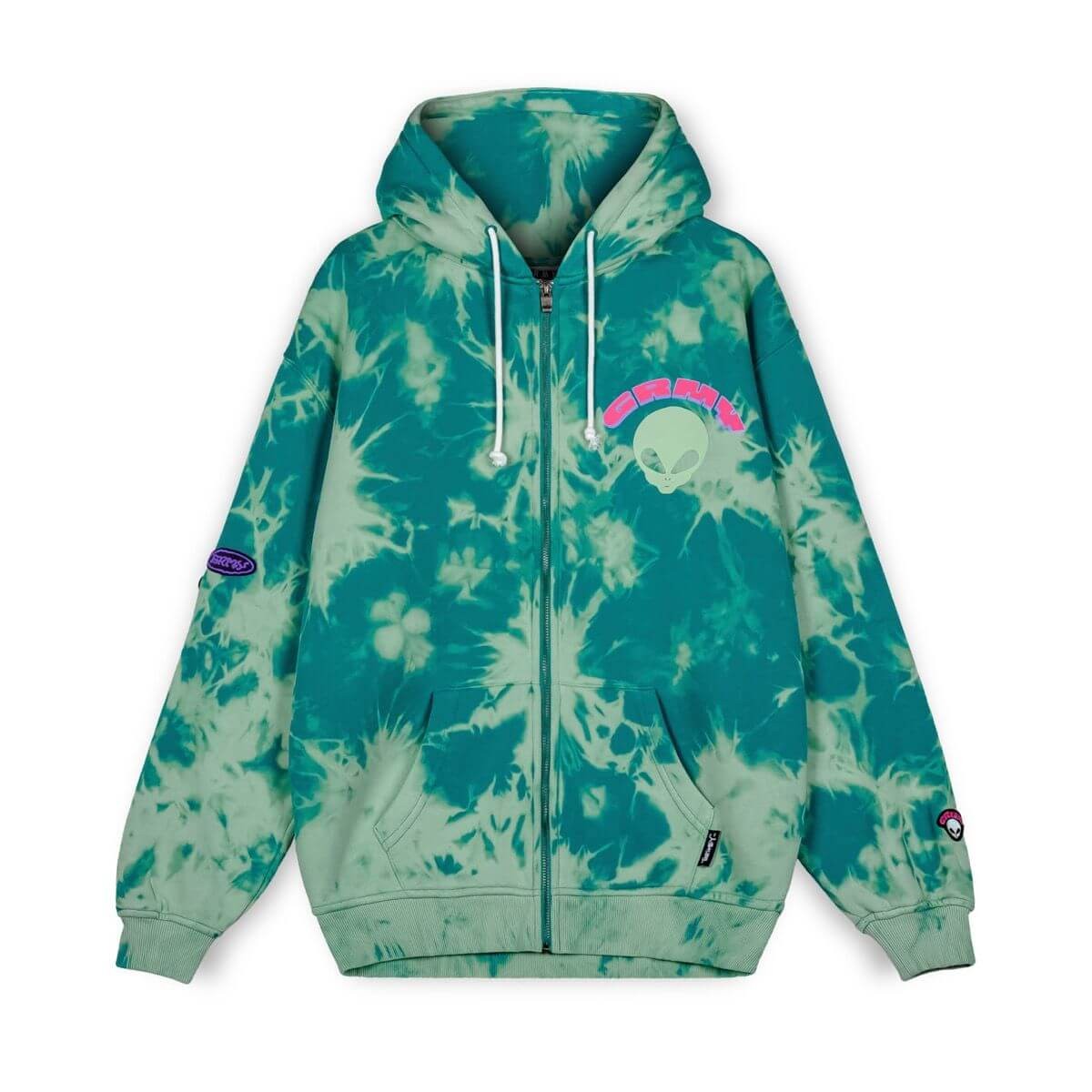 Grimey Wear Ufollow Bleached Zipper Hoodie Bleached Blue