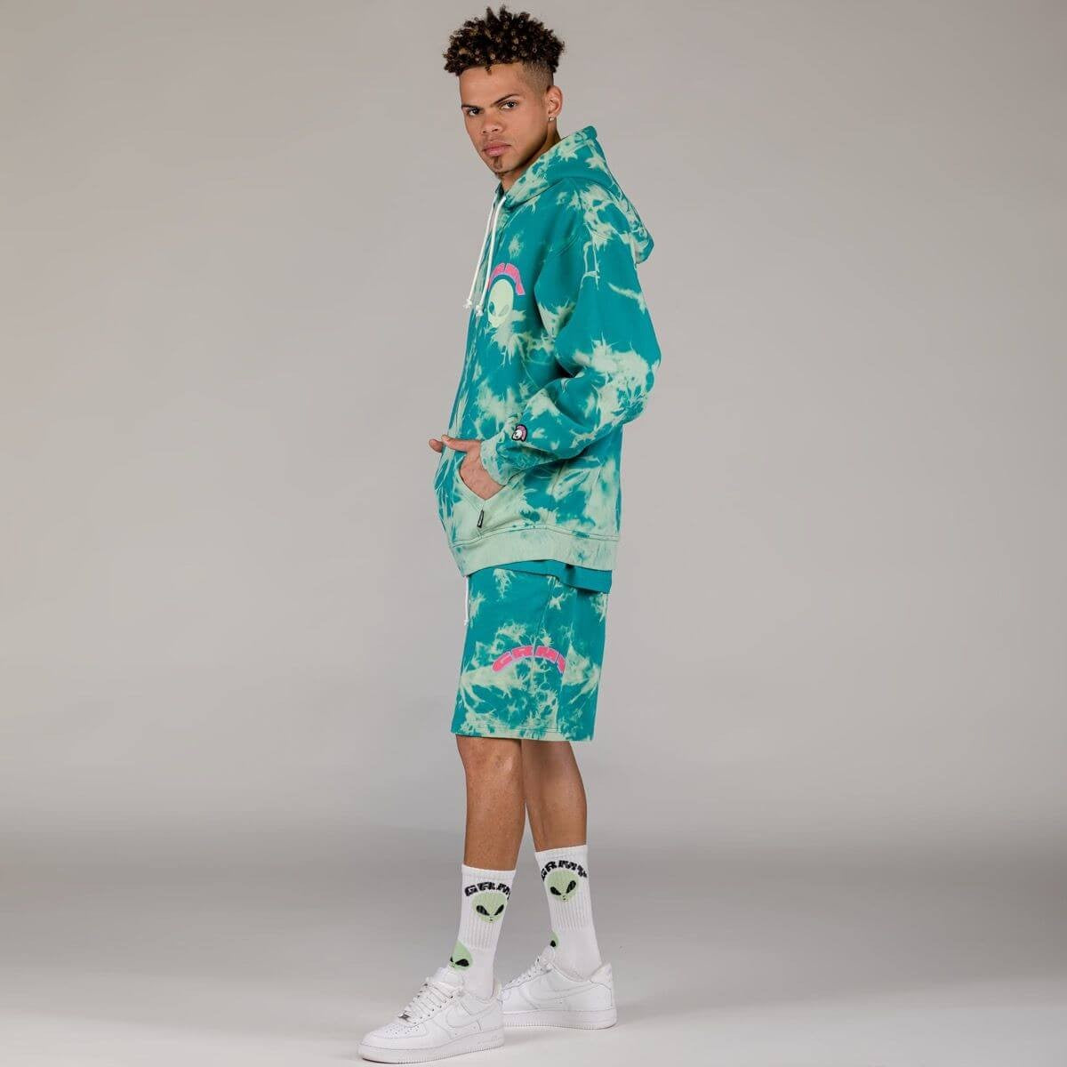 Grimey Wear Ufollow Bleached Zipper Hoodie Bleached Blue