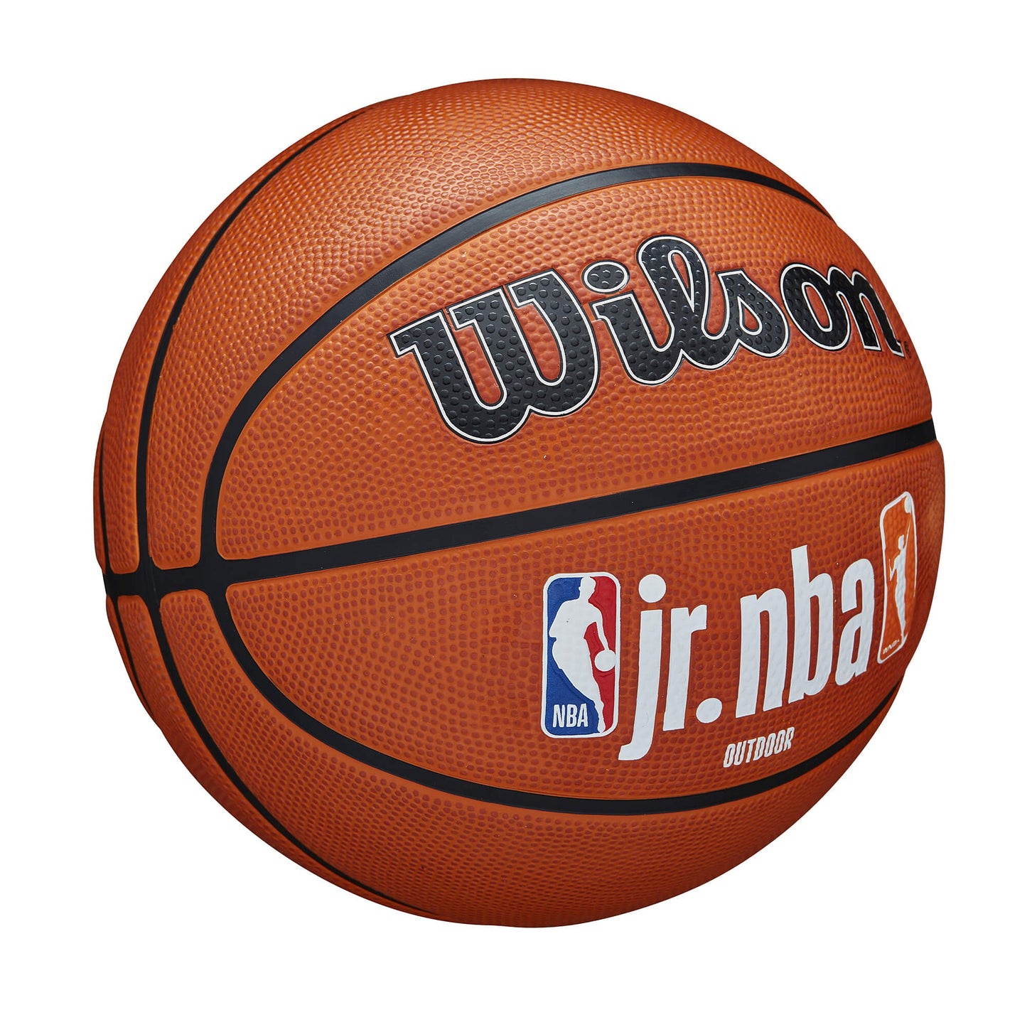 Wilson Jr. NBA Fam Logo Auth Outdoor Bskt. (sz. 5) Brown