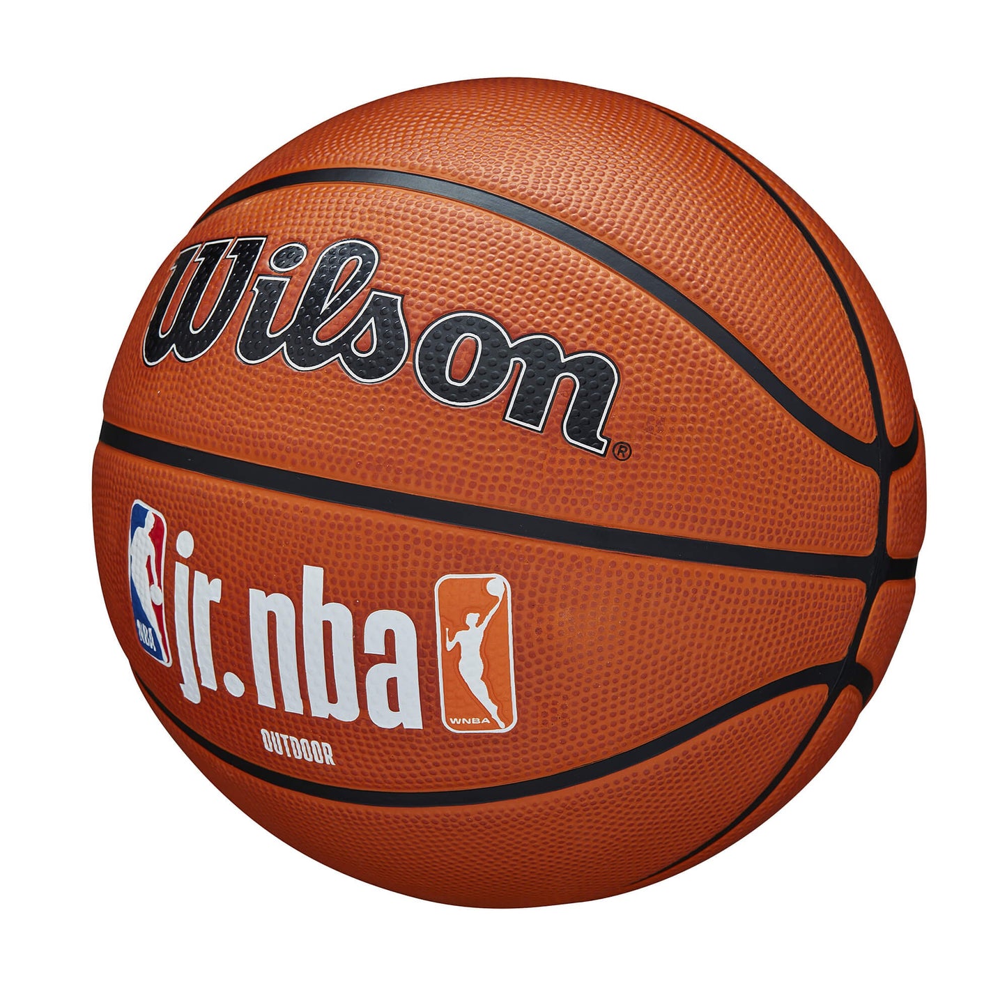 Wilson Jr. NBA Fam Logo Auth Outdoor Bskt. (sz. 5) Brown