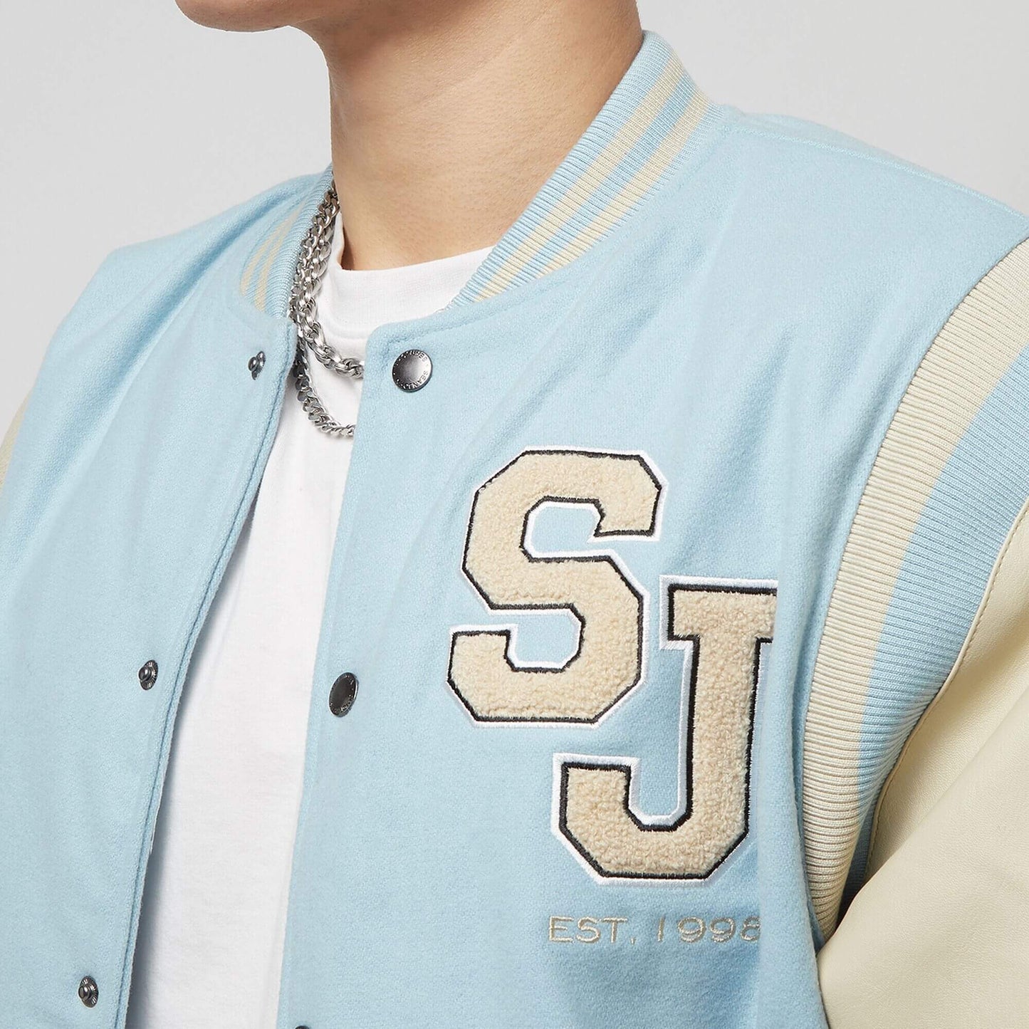 Sean John SJ Script Logo SJ Collegejacket light blue/light sand