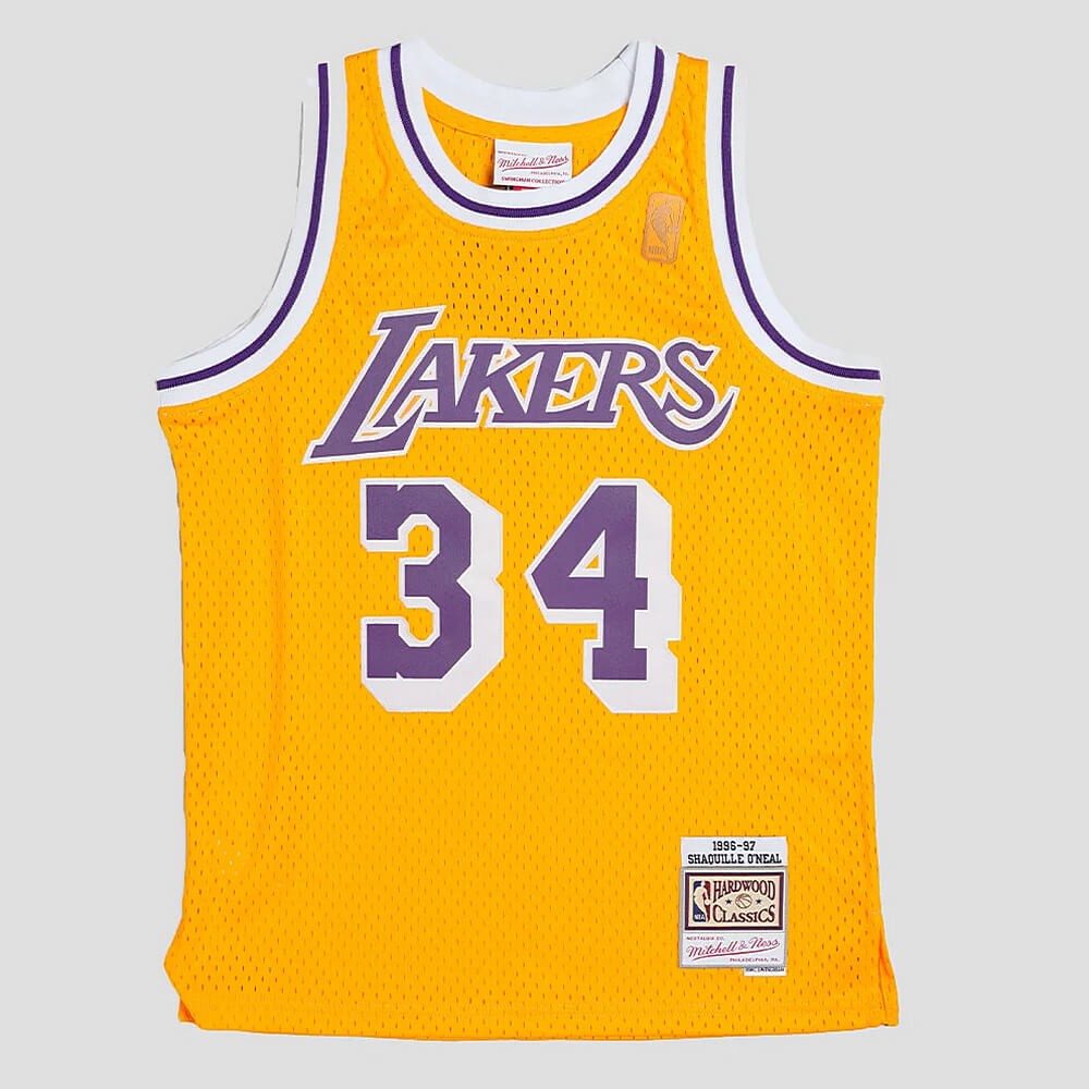 Mitchell & Ness Swingman Shaquille O'Neal Los Angeles Lakers 1996-1997 Kid'S Jersey Yellow