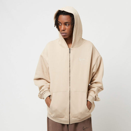 Mikina na zips s kapucňou Karl Kani KK Chest Signature Essential Zip Hoodie bledohnedá