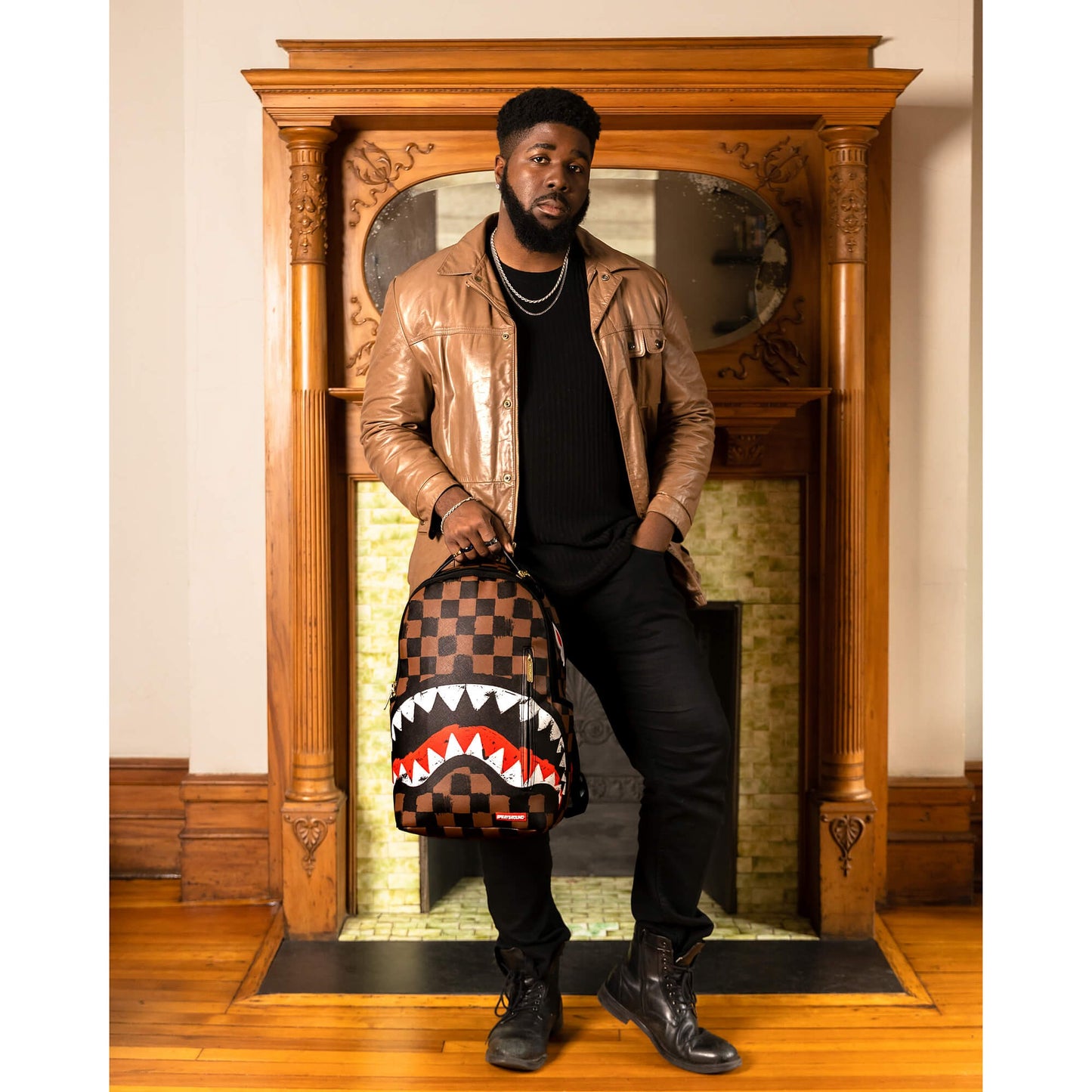 Sprayground Sharks In Paris Paint Dlxsv Backpack Brown