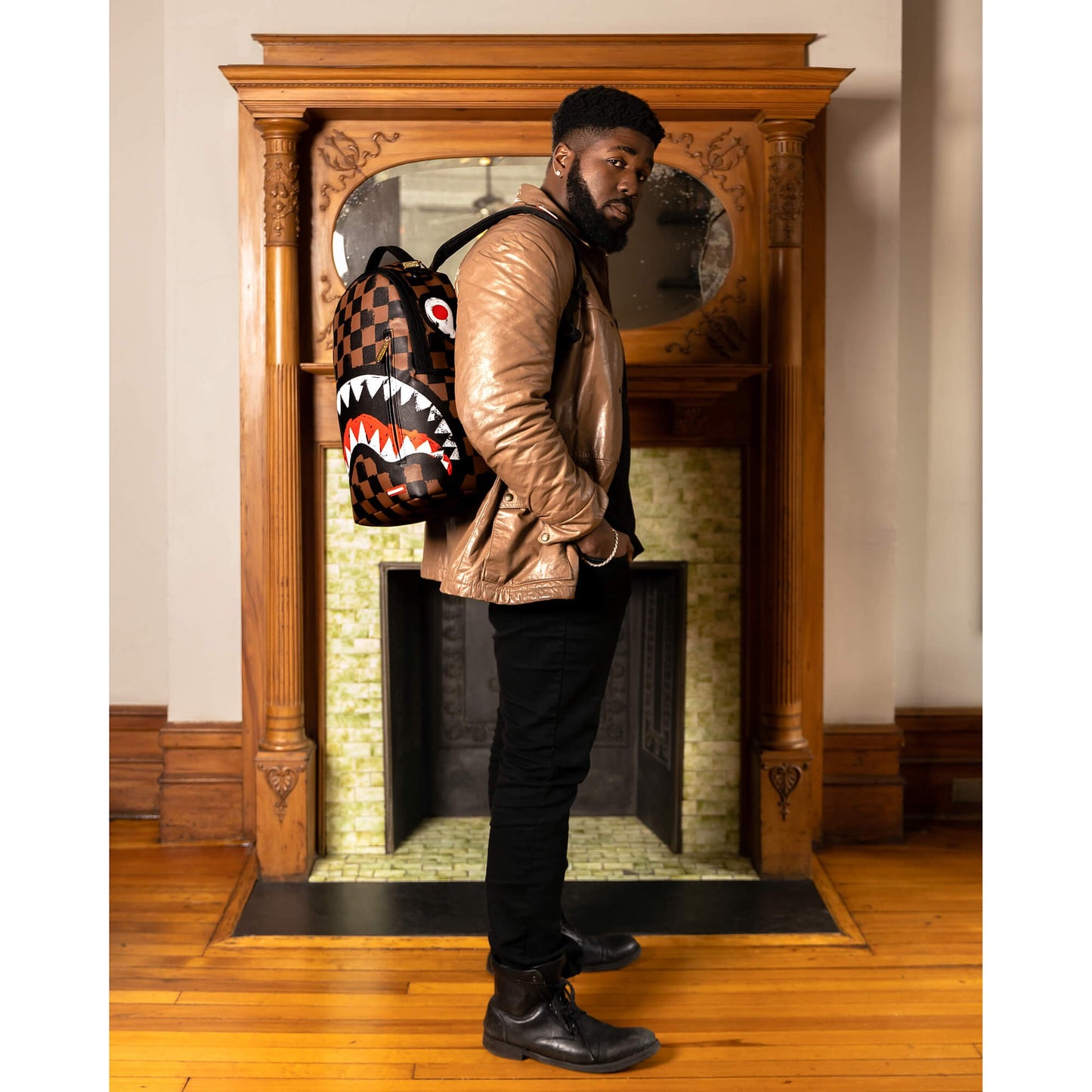 Sprayground Sharks In Paris Paint Dlxsv Backpack Brown