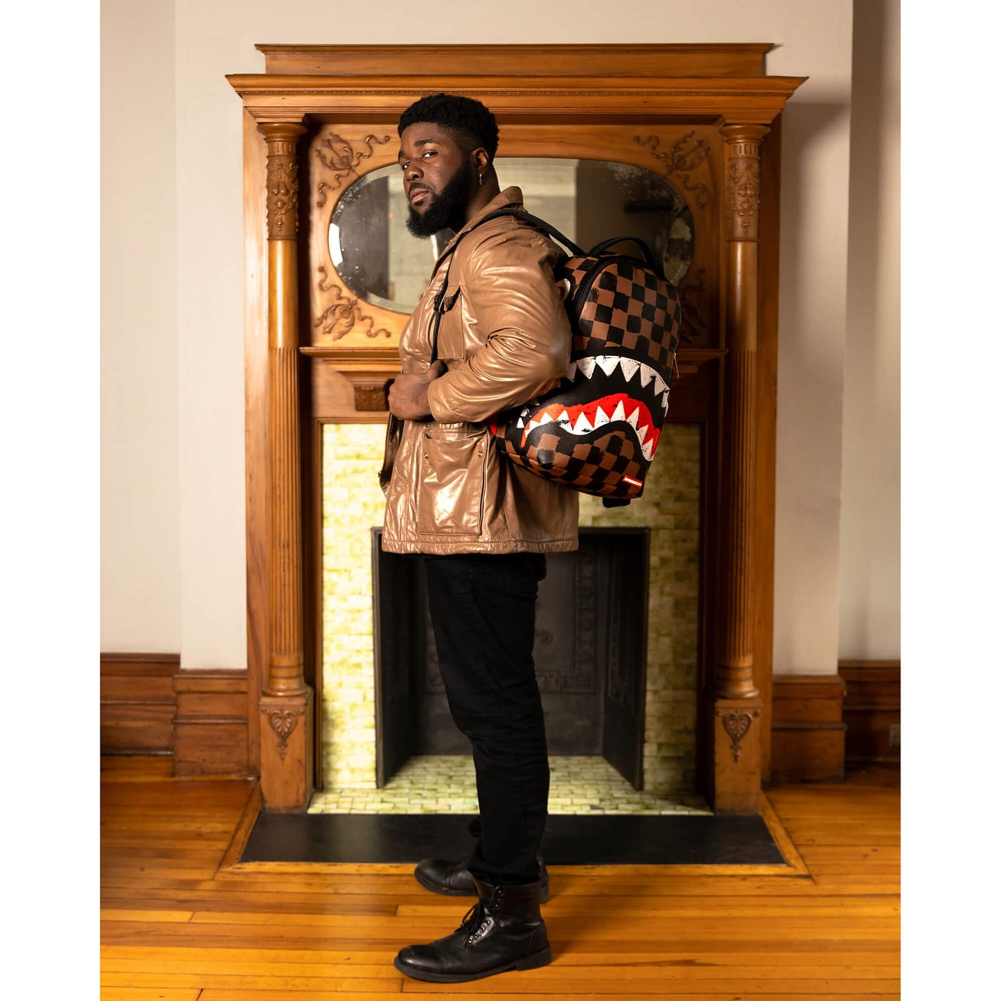 Sprayground Sharks In Paris Paint Dlxsv Backpack Brown