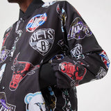NEW ERA NBA All Over Print Team Logos Black Bomber Jacket Black