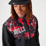 NEW ERA Chicago Bulls NBA All Over Print Black Track Jacket Black