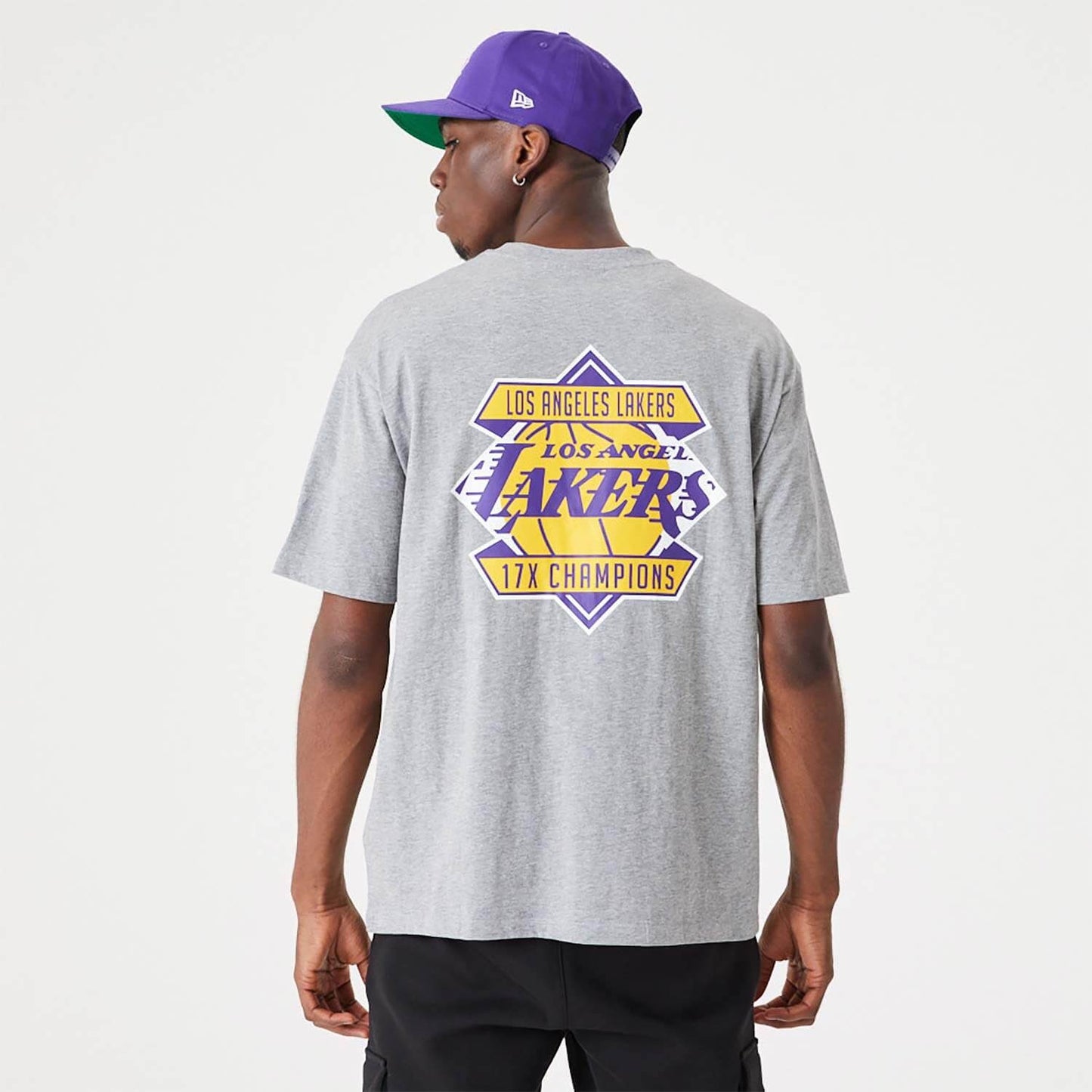 NEW ERA LA Lakers NBA Championship Medium Grey Oversized T-Shirt Grey