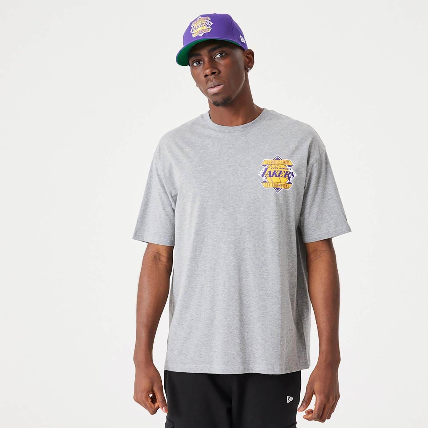 NEW ERA LA Lakers NBA Championship Medium Grey Oversized T-Shirt Grey