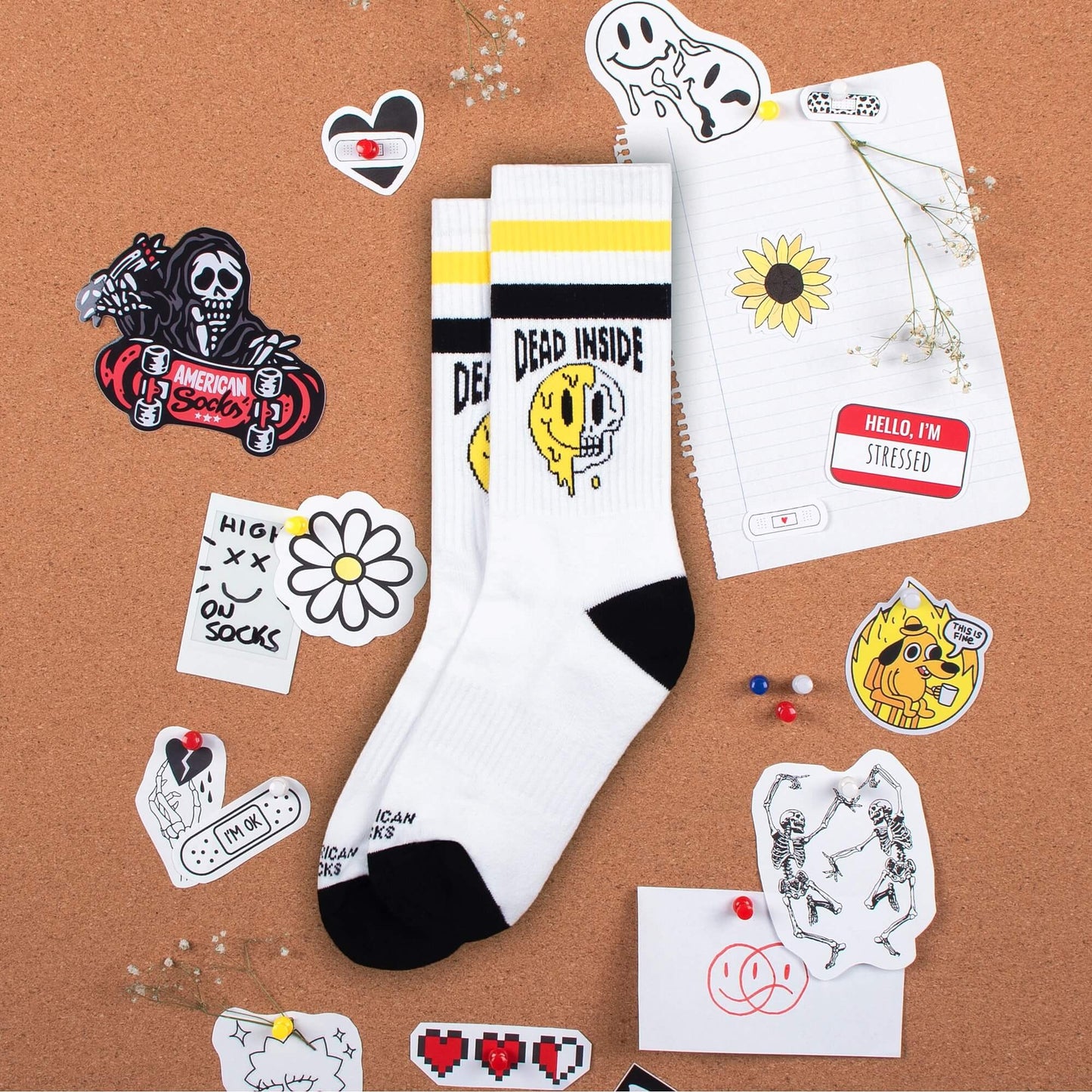 American Socks Dead Inside - Mid High White