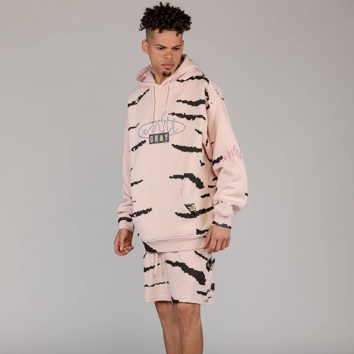 Grimey Wear Cloven Tongues All Over Print Vintage Hoodie Cream