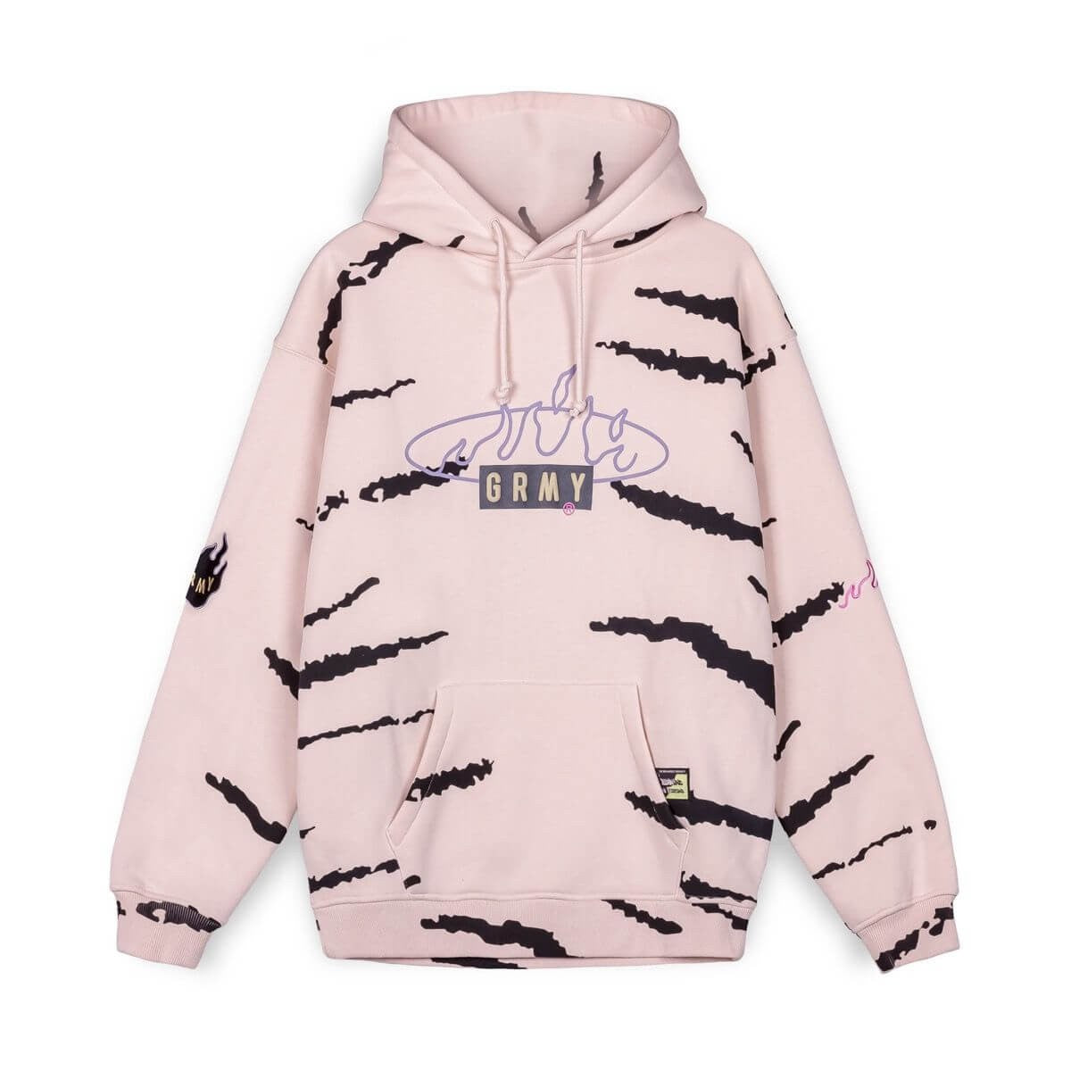 Grimey Wear Cloven Tongues All Over Print Vintage Hoodie Cream