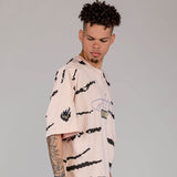 Grimey Wear Cloven Tongues All Over Print Oversized Tee Cream