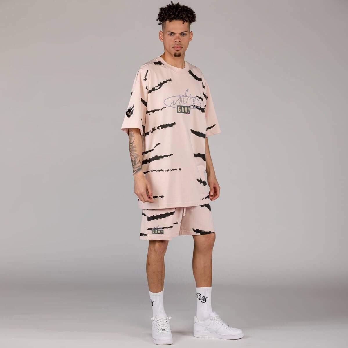 Grimey Wear Cloven Tongues All Over Print Oversized Tee Cream