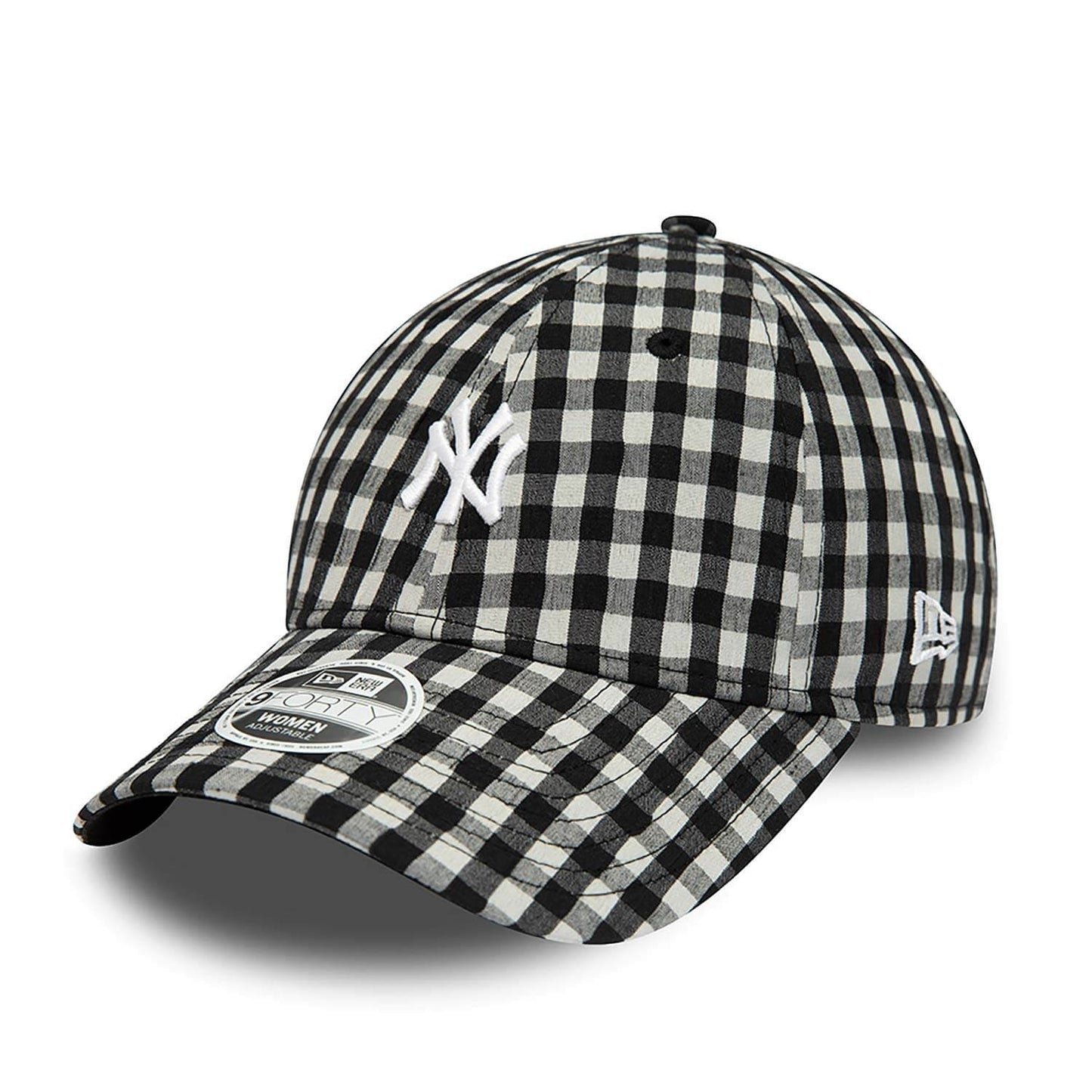 New Era MLB New York Yankees Womens Gingham Black 9FORTY Adjustable Cap Black