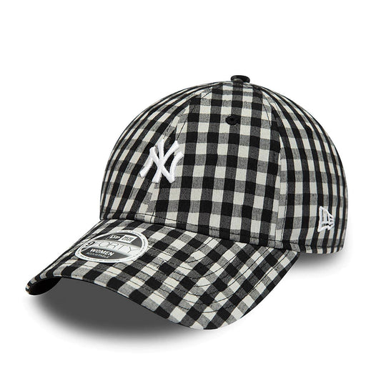New Era MLB New York Yankees Womens Gingham Black 9FORTY Adjustable Cap Black