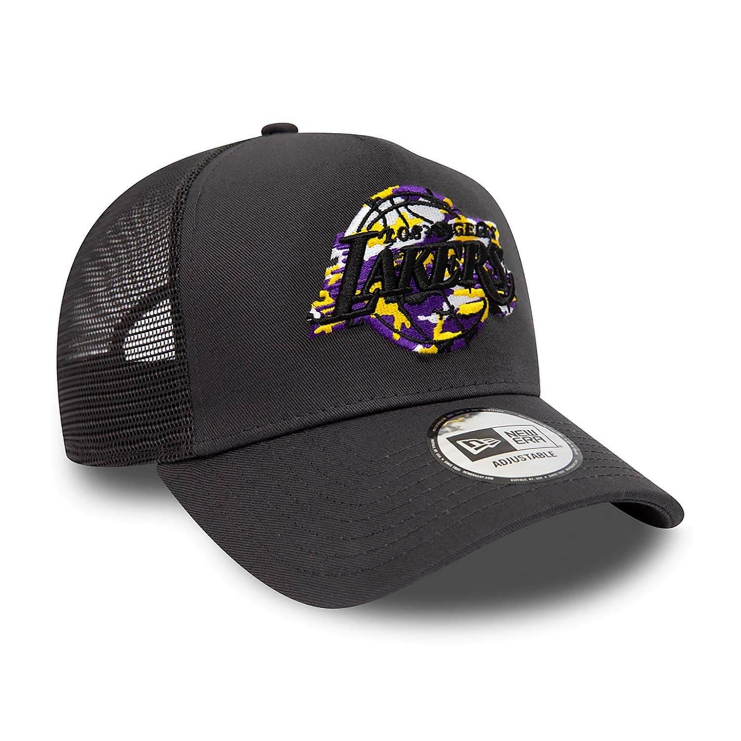 New Era NBA LA Lakers Team Camo Infill Grey A-Frame Trucker Cap Grey