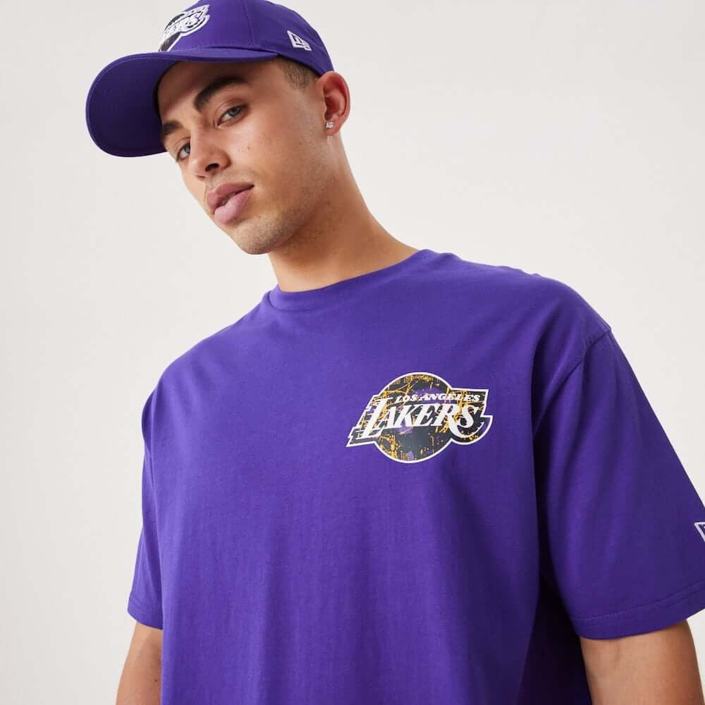 NEW ERA LA Lakers NBA Infill Team Logo Purple Oversized T-Shirt Purple