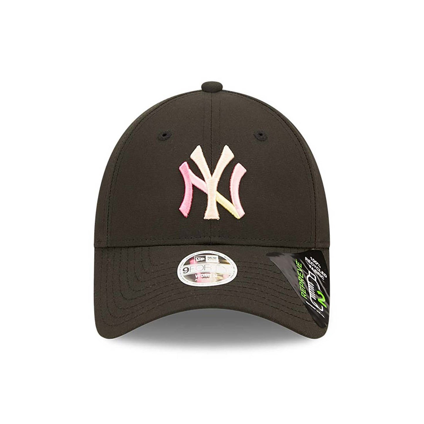 NEW ERA MLB New York Yankees Womens Repreve Block Logo Black 9FORTY Adjustable Cap Black
