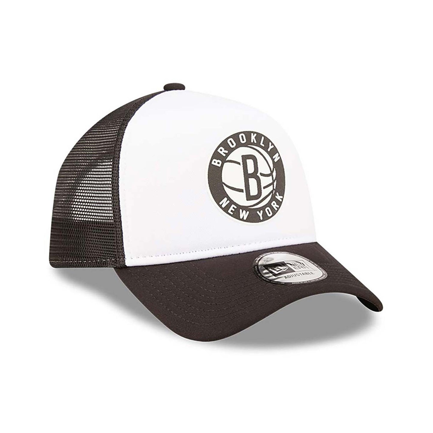 NEW ERA NBA Block Brooklyn Nets Team Color White A-Frame Trucker Cap White