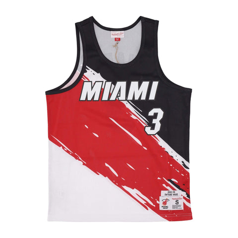 Mitchell & Ness NBA Paint Brush Nn Mesh Tank Dwyane Wade Miami Heat Multi / White
