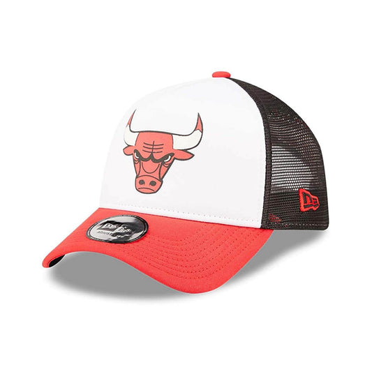New Era NBA Chicago Bulls Team Color Block White A-Frame Trucker Cap White