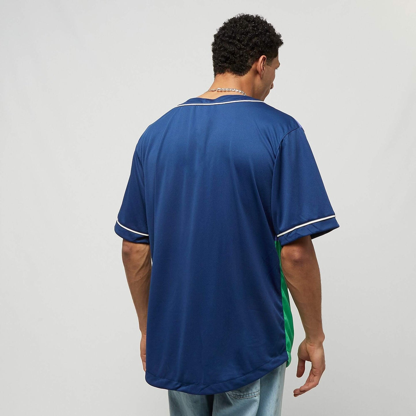 Karl Kani Varsity Block Pinstripe Baseball Shirt blue/white/navy