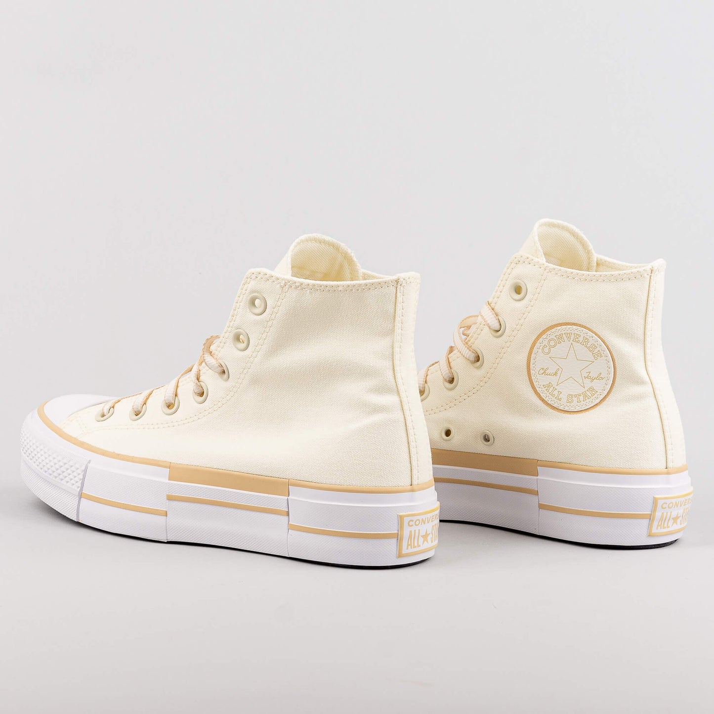 Convserse Womens Converse Chuck Taylor All Star Lift Outline Sketch High Top Oat Milk/Egret/White