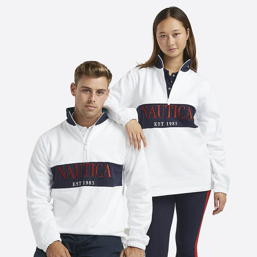 Mikina na ¼ zips Nautica Peveril biela