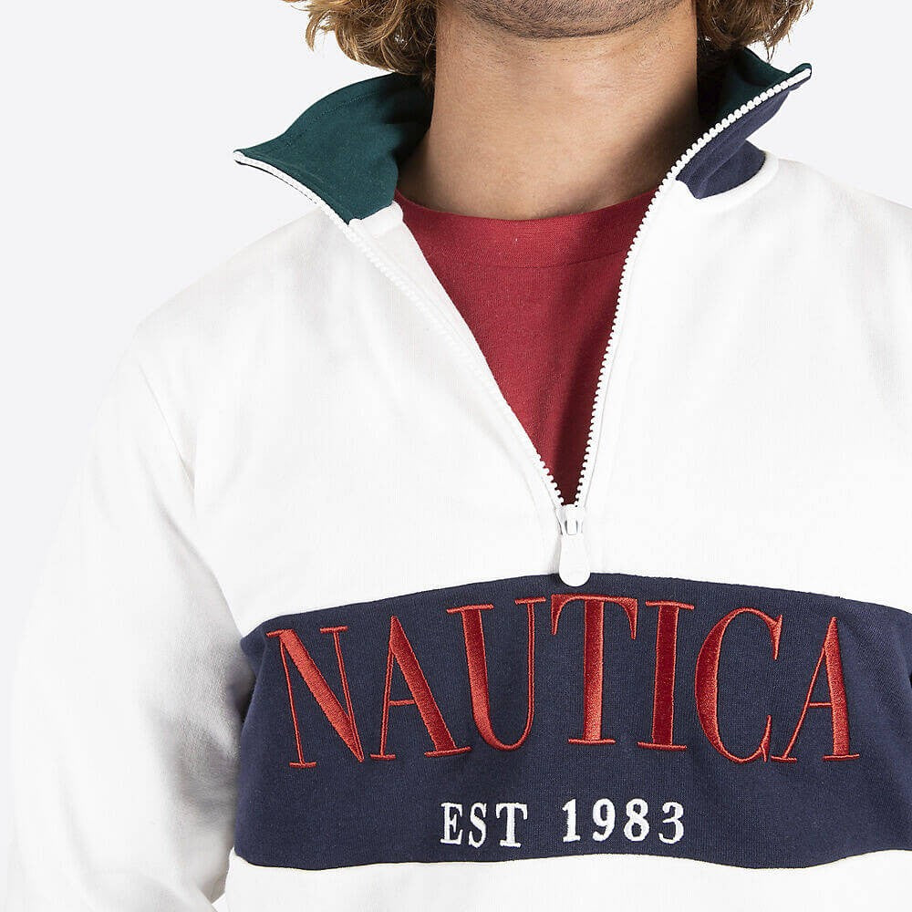 Mikina na ¼ zips Nautica Peveril biela