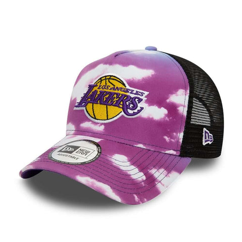 New Era NBA LA Lakers Cloud All Over Print Purple A-Frame Trucker Cap