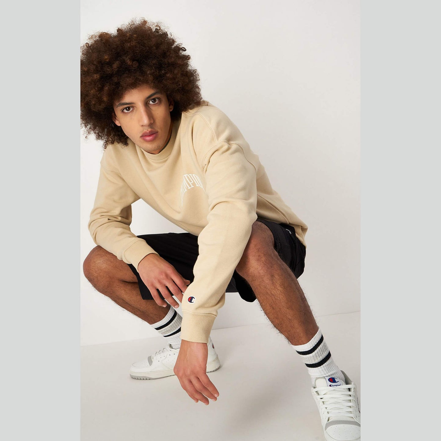 Mikina Champion city explorer Knitted crewneck sweatshirt piesková