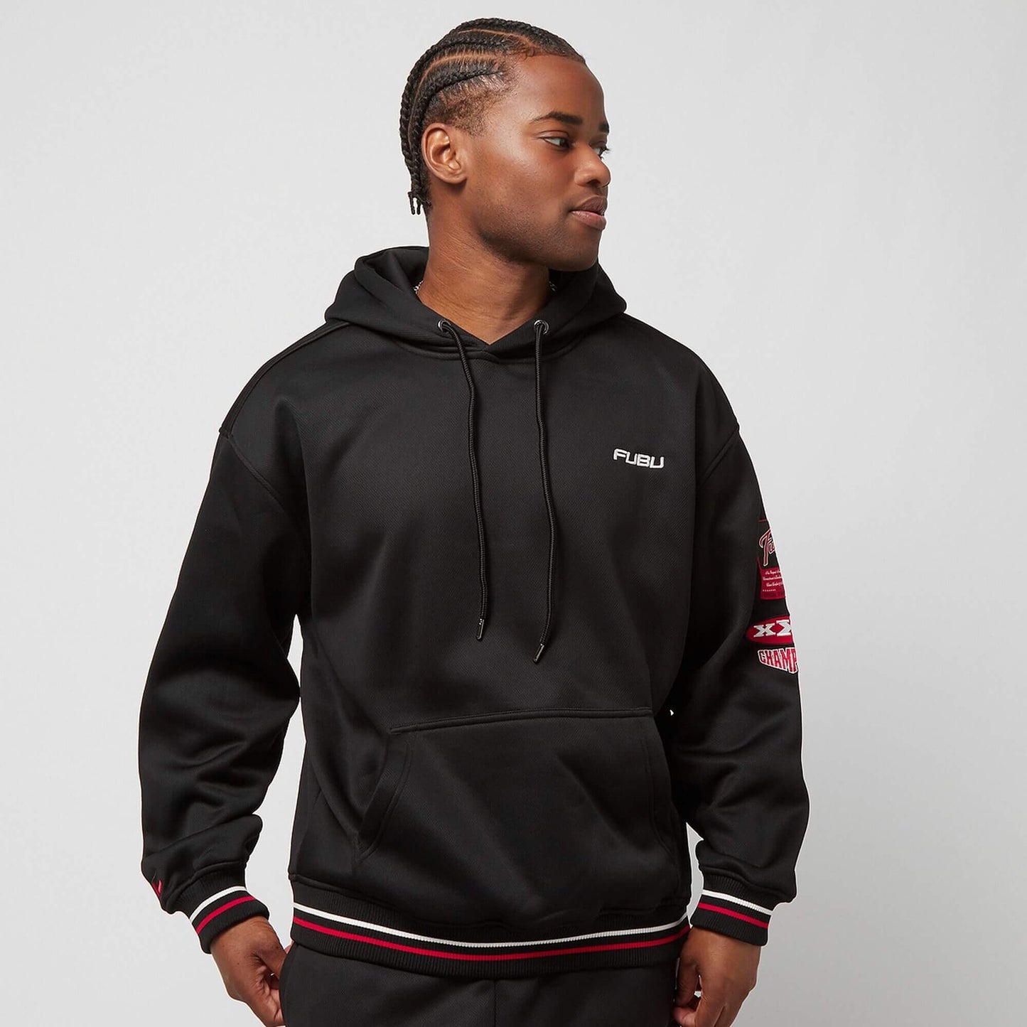 FUBU Corporate Mesh Hoodie black/white/red