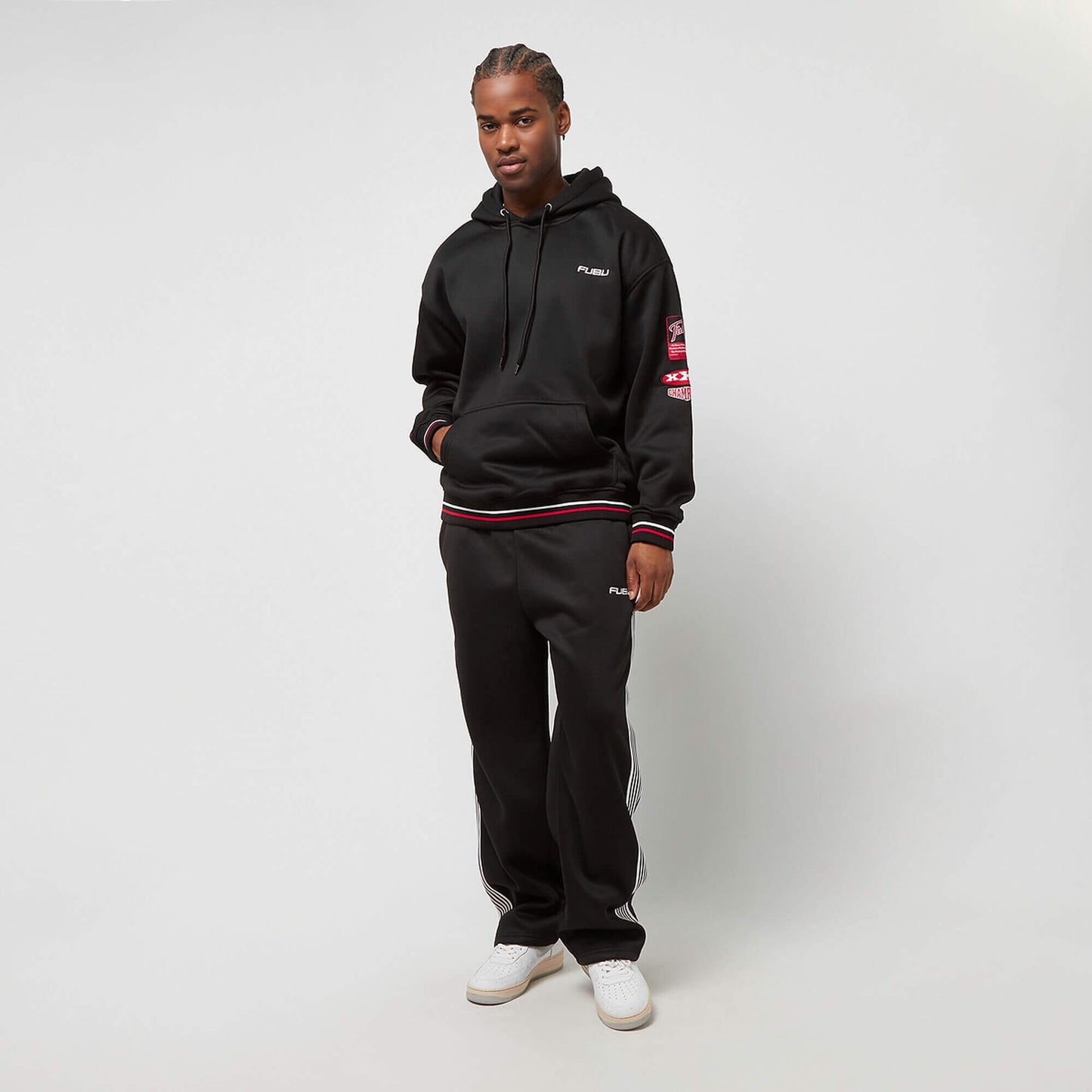 FUBU Corporate Mesh Hoodie black/white/red