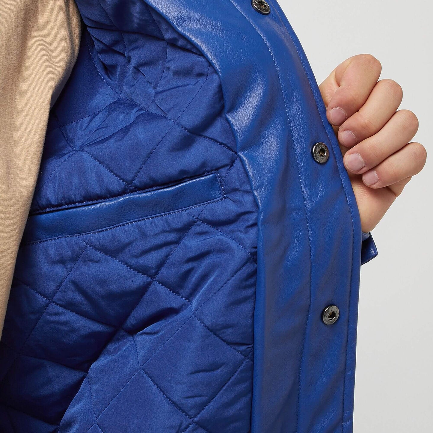 Kožená bunda FUBU Corporate Leather Jacket modrá