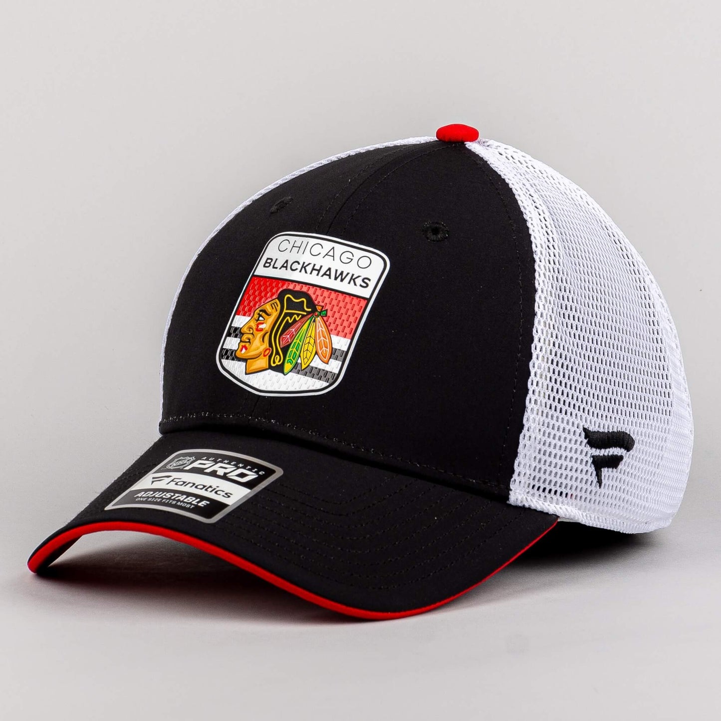 Fanatics NHL Draft Cap Chicago Blackhawks Authentic Pro Draft Structured Trucker-Podium Black/White
