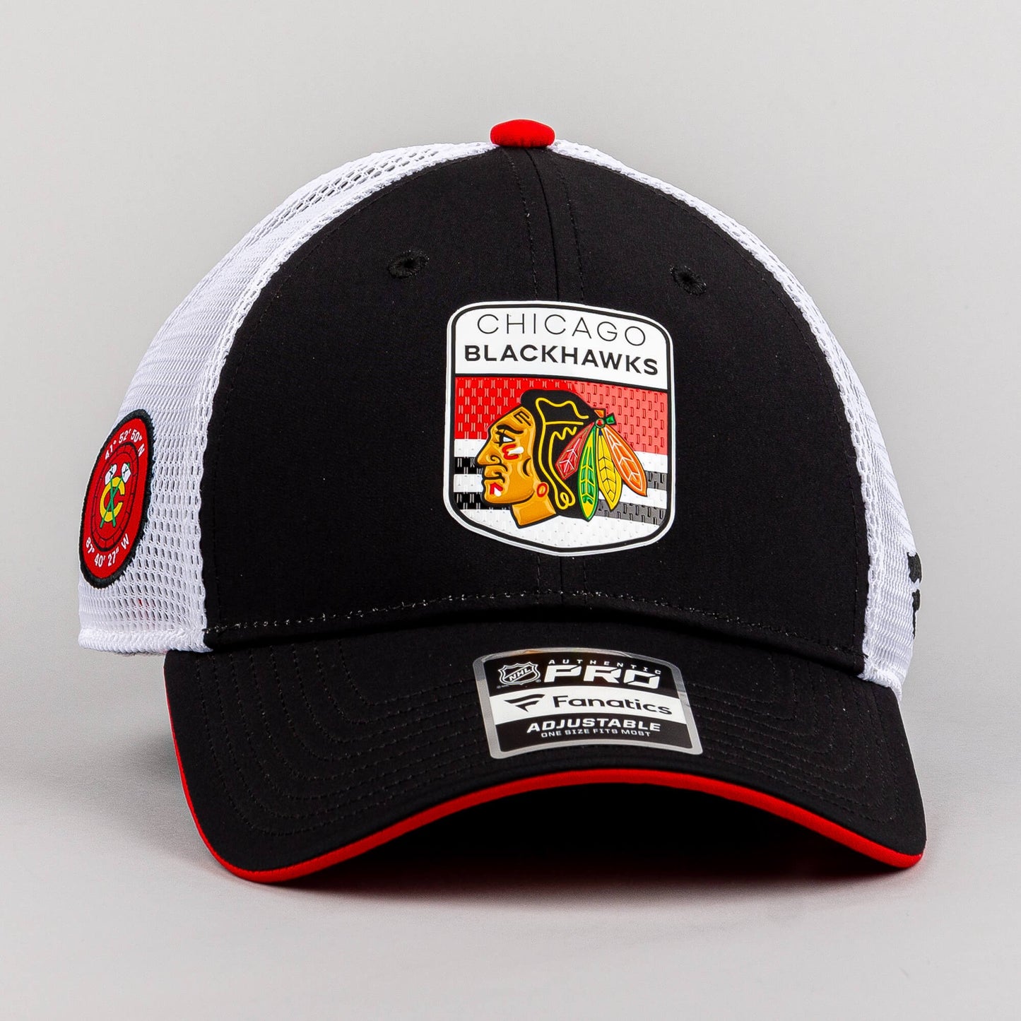 Fanatics NHL Draft Cap Chicago Blackhawks Authentic Pro Draft Structured Trucker-Podium Black/White