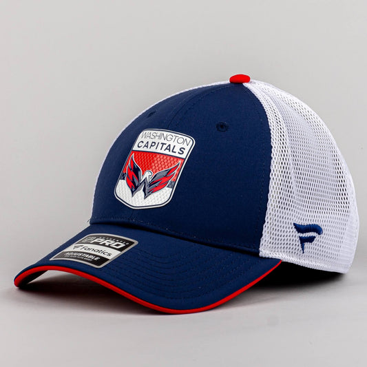 Šiltovka so sieťkou Fanatics NHL Authentic Pro Draft Washington Capitals tmavomodrá