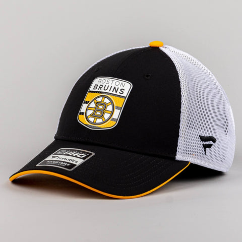 Fanatics NHL Draft Cap Boston Bruins Authentic Pro Draft Structured Trucker-Podium Black/White