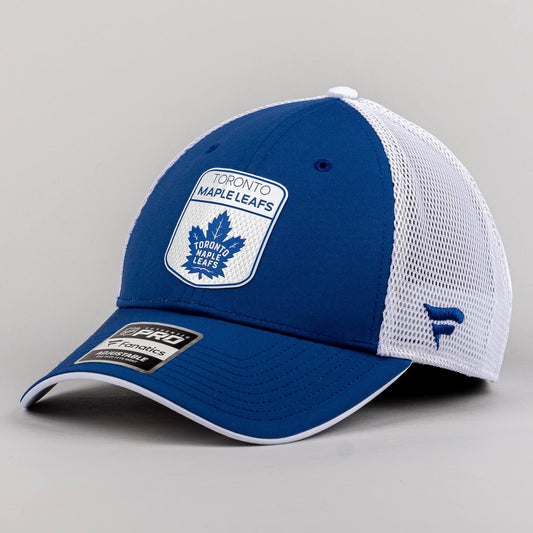 Fanatics NHL Draft Cap Toronto Maple Leafs Authentic Pro Draft Structured Trucker-Podium Blue Cobalt/White